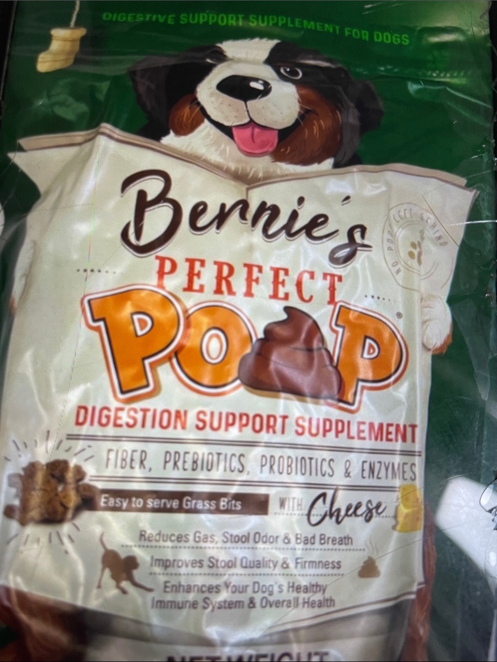 Perfect Poop Digestion Support Supplement - Cheese Flavor (Green/White)
